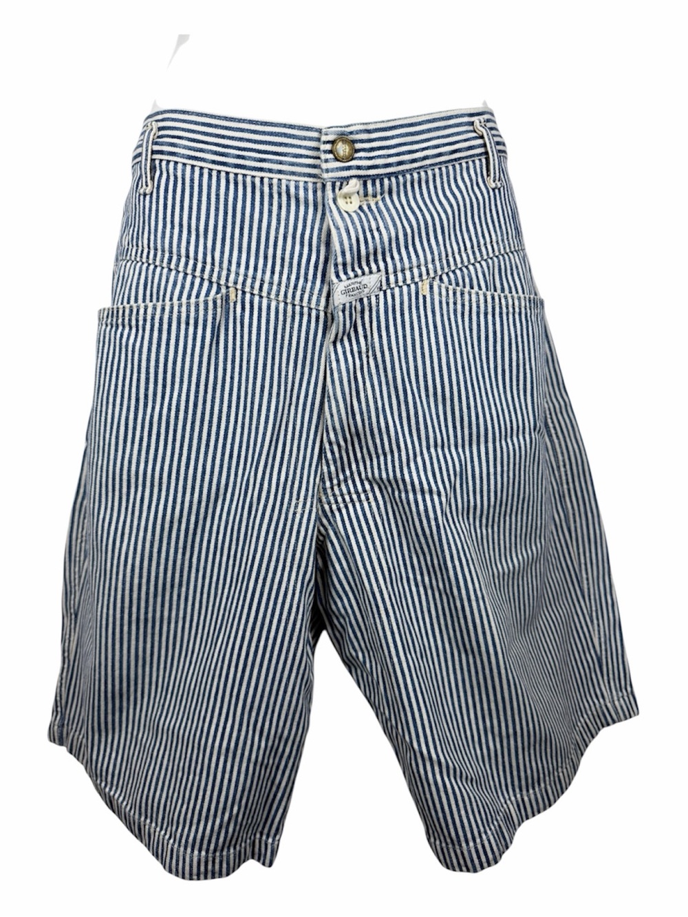 Marithe Francois Girbaud Pinstripe Denim Shorts 33 Vintage Hickory Stripe Jorts